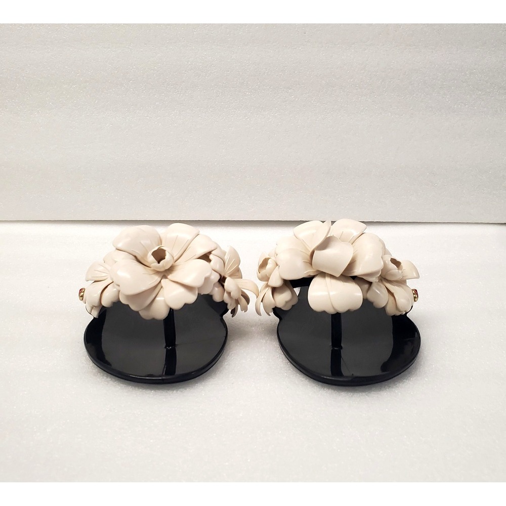 Kate Spade New York  Jaylee Flower Black Cream Slide Sandals Size 6 - Picture 2 of 12